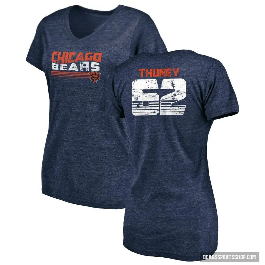 Women's ＃62 Joe Thuney Chicago Bears Navy Retro V-Neck T-Shirt