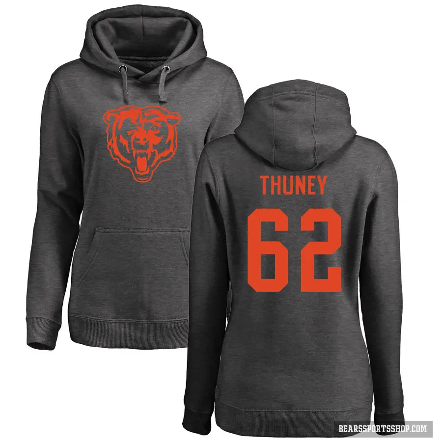 Women's ＃62 Joe Thuney Chicago Bears Pro Line by Branded Ash One Color Pullover Hoodie