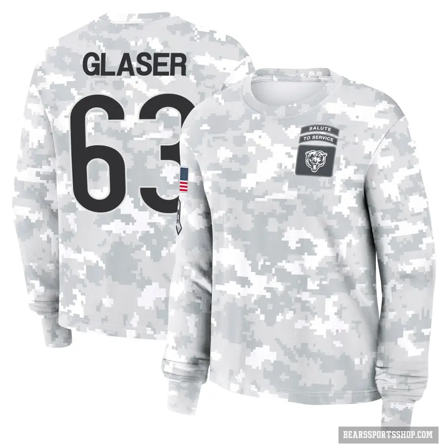 Women's ＃63 Chris Glaser Chicago Bears Camo Arctic 2024 Salute to Service Long Sleeve T-Shirt