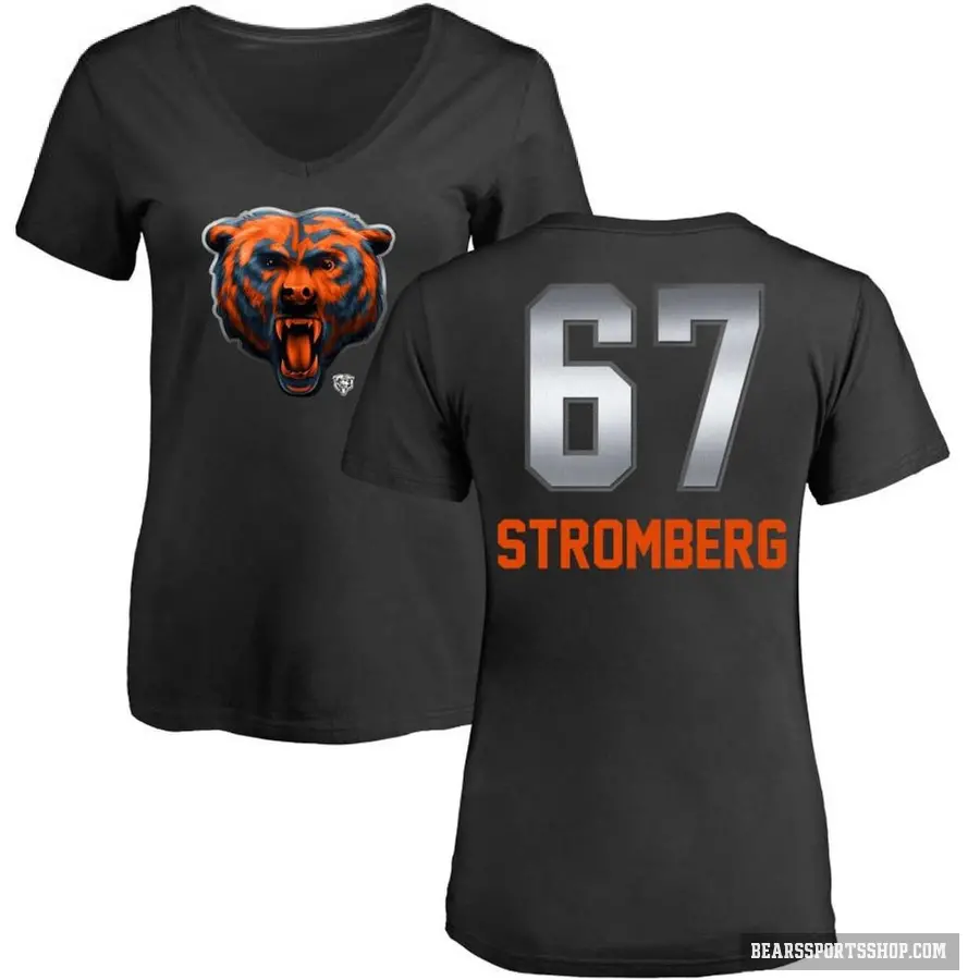 Women's ＃67 Ricky Stromberg Chicago Bears Black Midnight Mascot T-Shirt