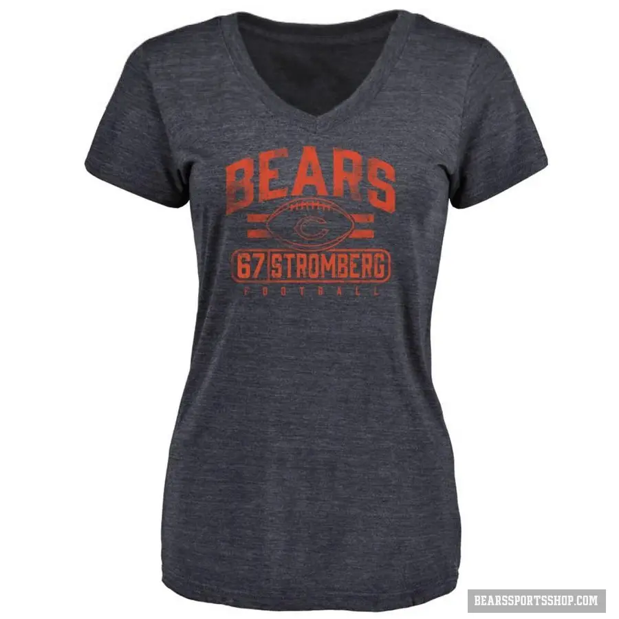 Women's ＃67 Ricky Stromberg Chicago Bears Navy Flanker T-Shirt