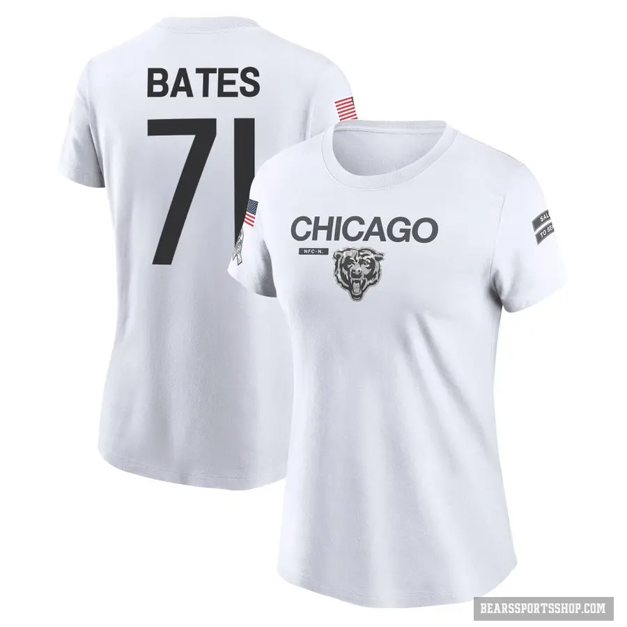 Women's ＃71 Ryan Bates Chicago Bears White 2024 Salute to Service Performance T-Shirt