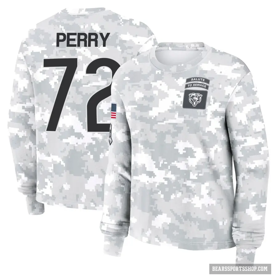Women's ＃72 William Perry Chicago Bears Camo Arctic 2024 Salute to Service Long Sleeve T-Shirt