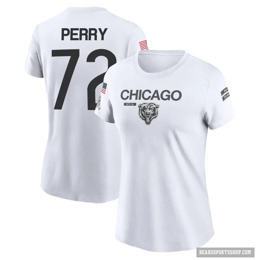 Women's ＃72 William Perry Chicago Bears White 2024 Salute to Service Performance T-Shirt