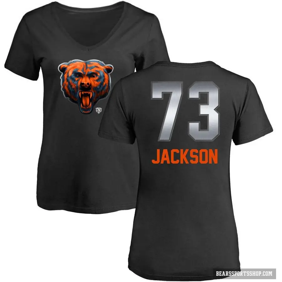 Women's ＃73 Jonah Jackson Chicago Bears Black Midnight Mascot T-Shirt