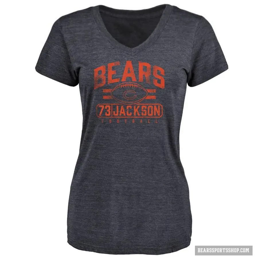 Women's ＃73 Jonah Jackson Chicago Bears Navy Flanker T-Shirt