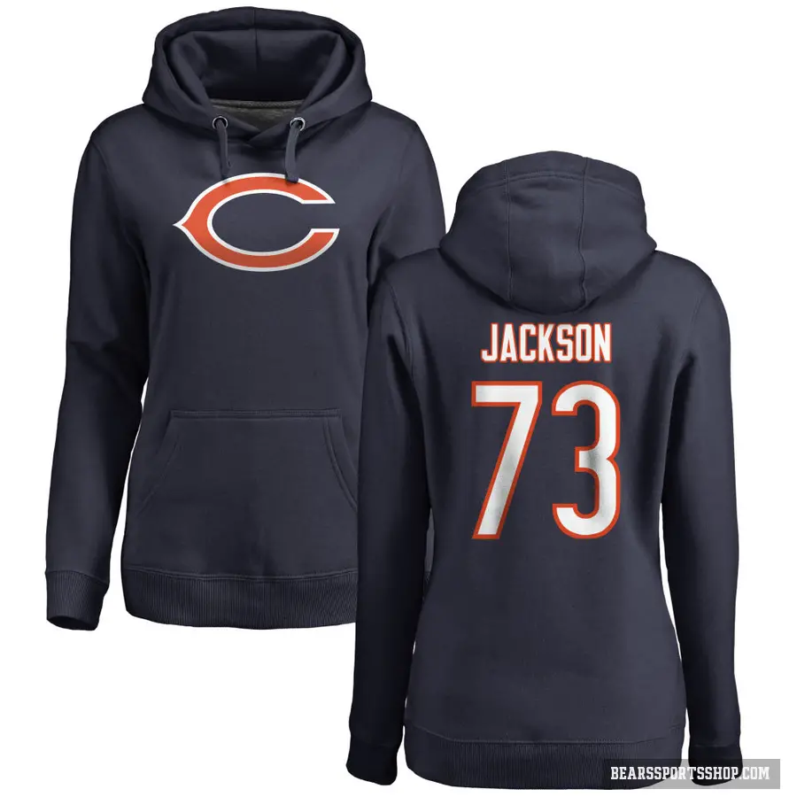 Women's ＃73 Jonah Jackson Chicago Bears Navy Pro Line Logo Pullover Hoodie