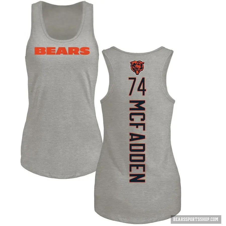 Women's ＃74 Jordan McFadden Chicago Bears Ash Backer Tank Top