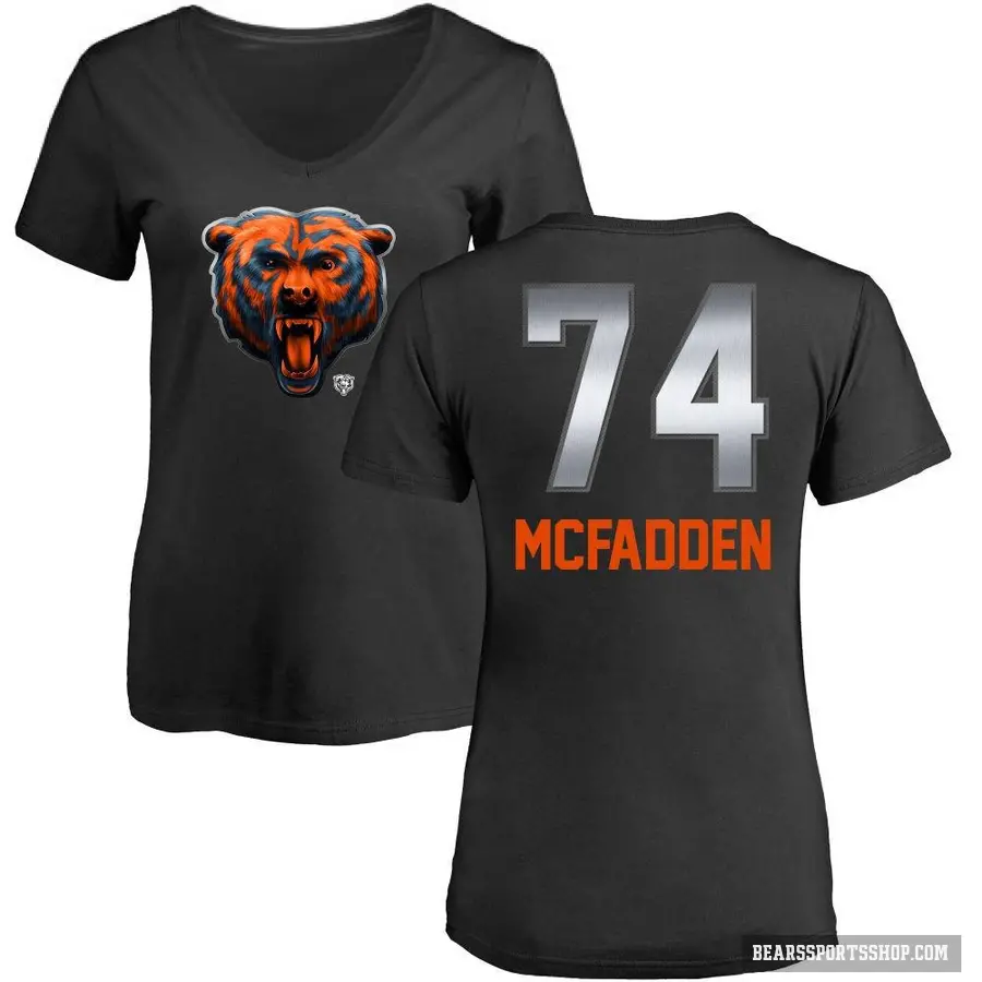 Women's ＃74 Jordan McFadden Chicago Bears Black Midnight Mascot T-Shirt