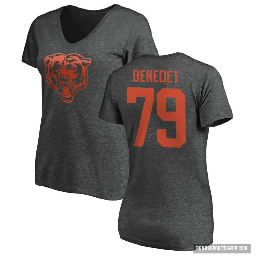 Women's ＃79 Theo Benedet Chicago Bears Ash One Color T-Shirt