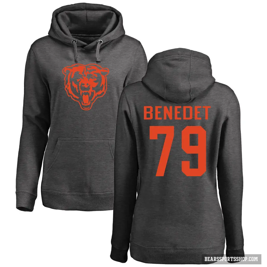 Women's ＃79 Theo Benedet Chicago Bears Pro Line by Branded Ash One Color Pullover Hoodie