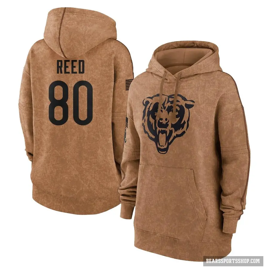 Women's ＃80 Joe Reed Chicago Bears Brown 2023 Salute To Service Pullover Hoodie