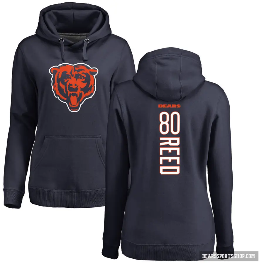 Women's ＃80 Joe Reed Chicago Bears Navy Pro Line Backer Pullover Hoodie