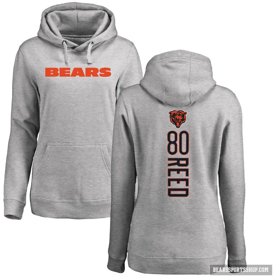 Women's ＃80 Joe Reed Chicago Bears Pro Line Ash Backer Pullover Hoodie