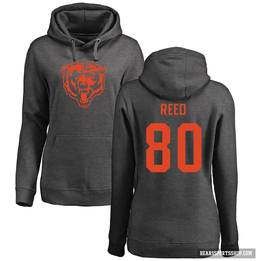 Women's ＃80 Joe Reed Chicago Bears Pro Line by Branded Ash One Color Pullover Hoodie