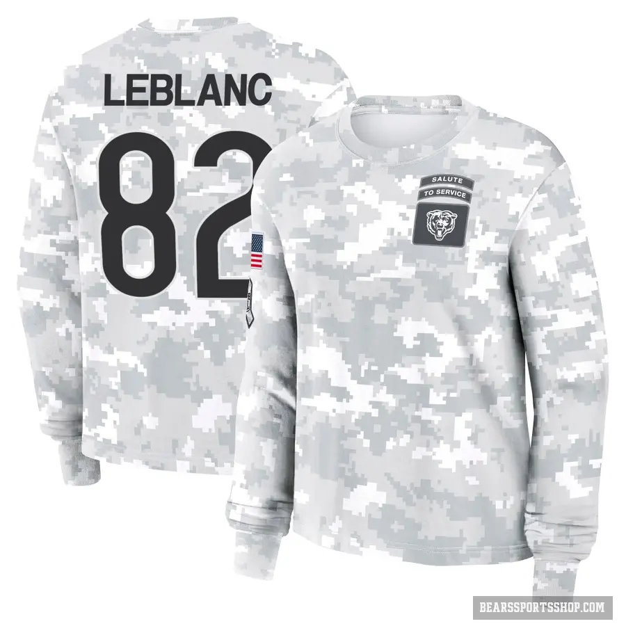 Women's ＃82 Peter LeBlanc Chicago Bears Camo Arctic 2024 Salute to Service Long Sleeve T-Shirt