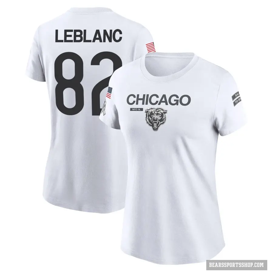 Women's ＃82 Peter LeBlanc Chicago Bears White 2024 Salute to Service Performance T-Shirt