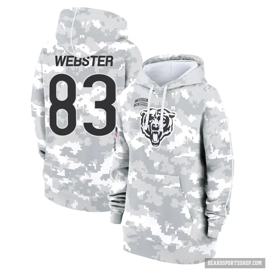 Women's ＃83 Nsimba Webster Chicago Bears Arctic Camo 2024 Salute to Service Club Fleece Pullover Hoodie