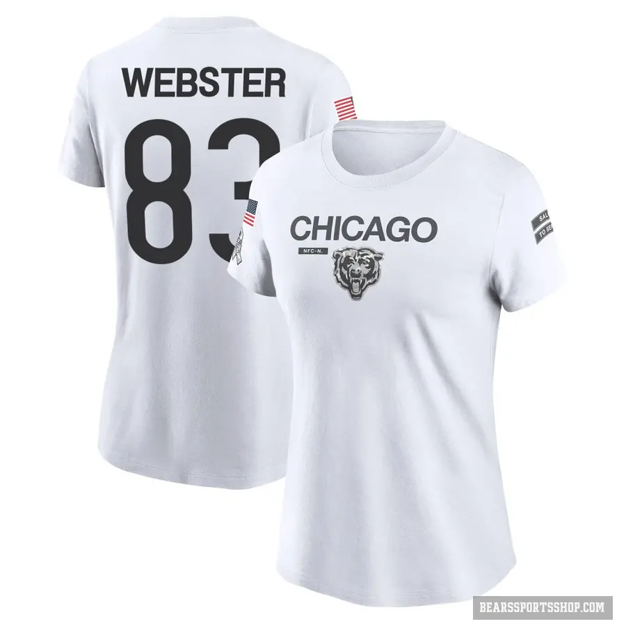 Women's ＃83 Nsimba Webster Chicago Bears White 2024 Salute to Service Performance T-Shirt