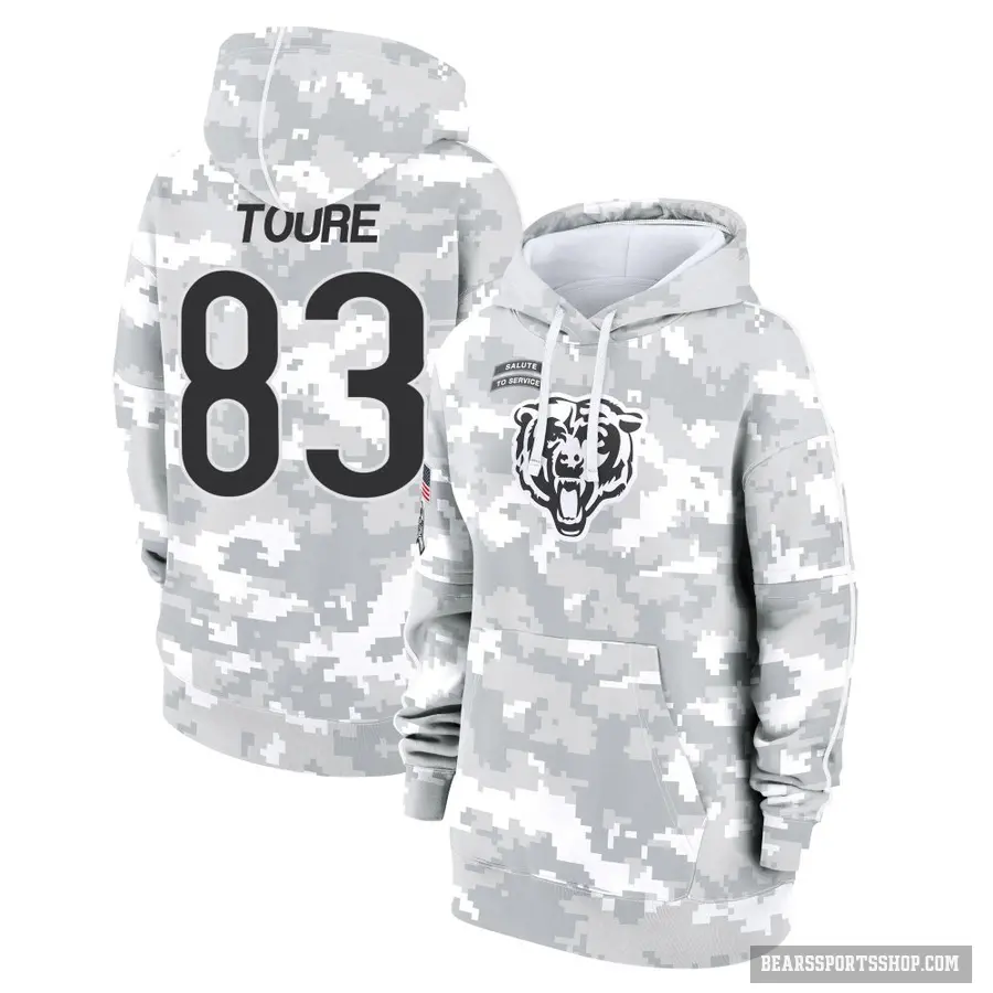 Women's ＃83 Samori Toure Chicago Bears Arctic Camo 2024 Salute to Service Club Fleece Pullover Hoodie