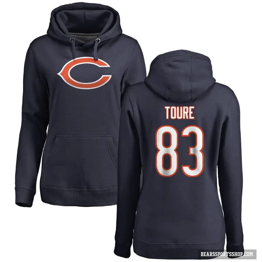 Women's ＃83 Samori Toure Chicago Bears Navy Pro Line Logo Pullover Hoodie