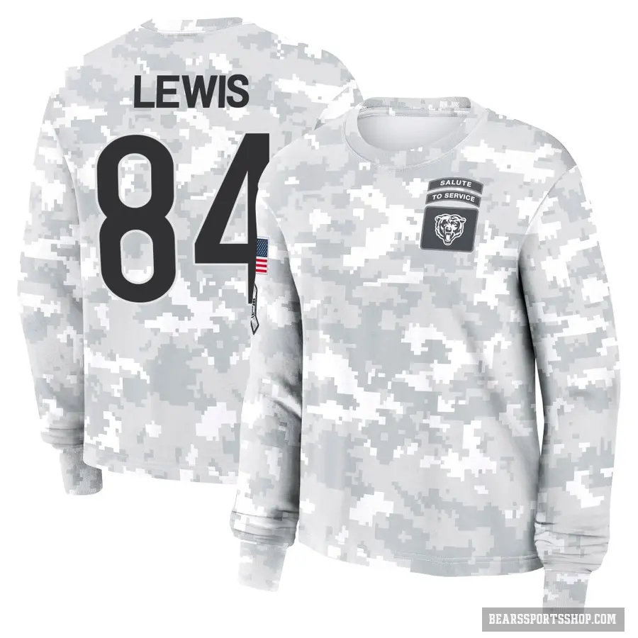 Women's ＃84 Marcedes Lewis Chicago Bears Camo Arctic 2024 Salute to Service Long Sleeve T-Shirt