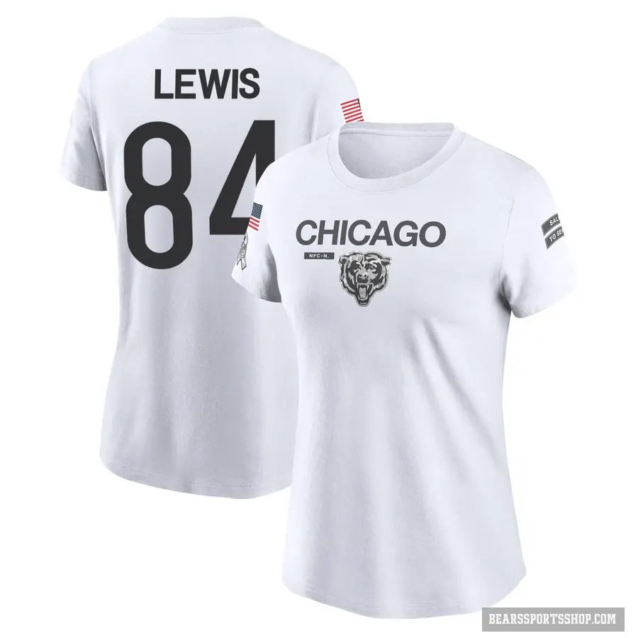 Women's ＃84 Marcedes Lewis Chicago Bears White 2024 Salute to Service Performance T-Shirt
