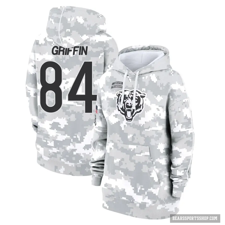 Women's ＃84 Ryan Griffin Chicago Bears Arctic Camo 2024 Salute to Service Club Fleece Pullover Hoodie