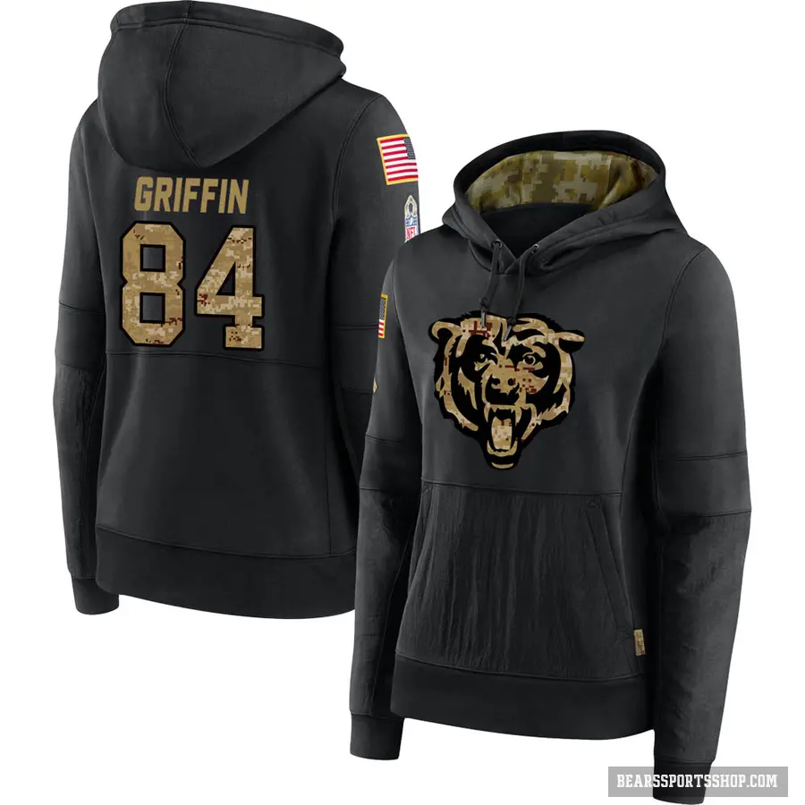 Women's ＃84 Ryan Griffin Chicago Bears Black 2020 Salute to Service Sideline Performance Pullover Hoodie