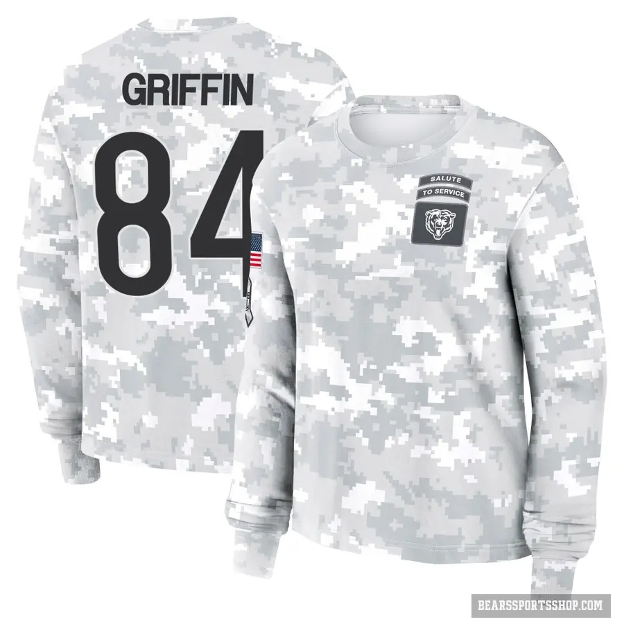 Women's ＃84 Ryan Griffin Chicago Bears Camo Arctic 2024 Salute to Service Long Sleeve T-Shirt