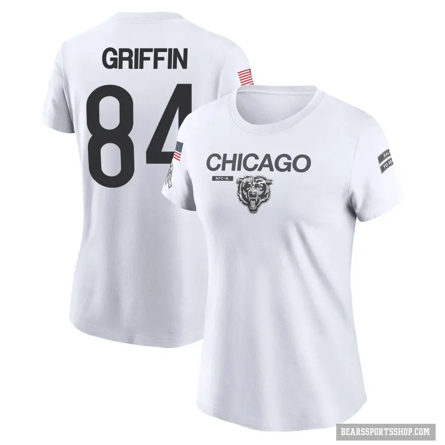 Women's ＃84 Ryan Griffin Chicago Bears White 2024 Salute to Service Performance T-Shirt