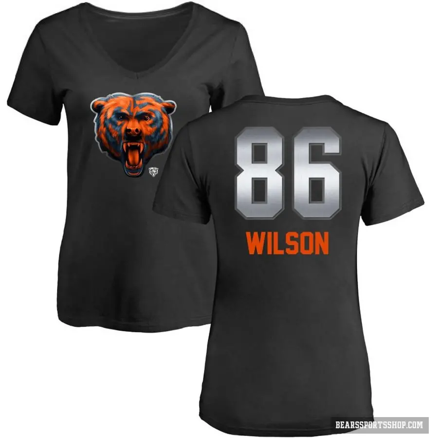 Women's ＃86 Joel Wilson Chicago Bears Black Midnight Mascot T-Shirt