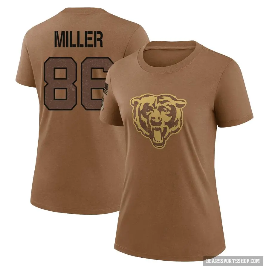 Women's ＃86 Zach Miller Chicago Bears Brown 2023 Salute To Service Performance T-Shirt