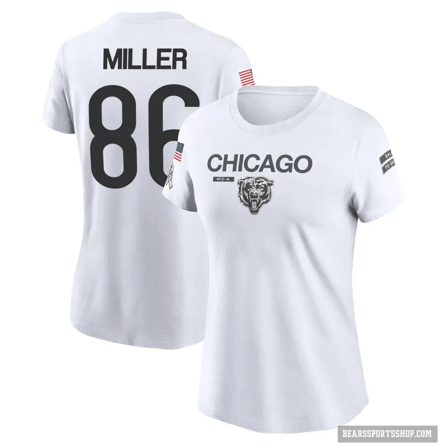 Women's ＃86 Zach Miller Chicago Bears White 2024 Salute to Service Performance T-Shirt