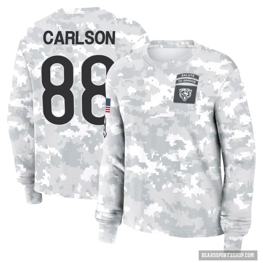 Women's ＃88 Stephen Carlson Chicago Bears Camo Arctic 2024 Salute to Service Long Sleeve T-Shirt