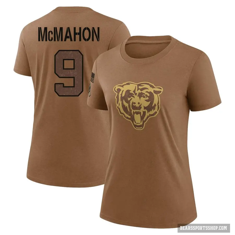 Women's ＃9 Jim McMahon Chicago Bears Brown 2023 Salute To Service Performance T-Shirt