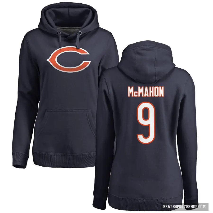 Women's ＃9 Jim McMahon Chicago Bears Navy Pro Line Logo Pullover Hoodie