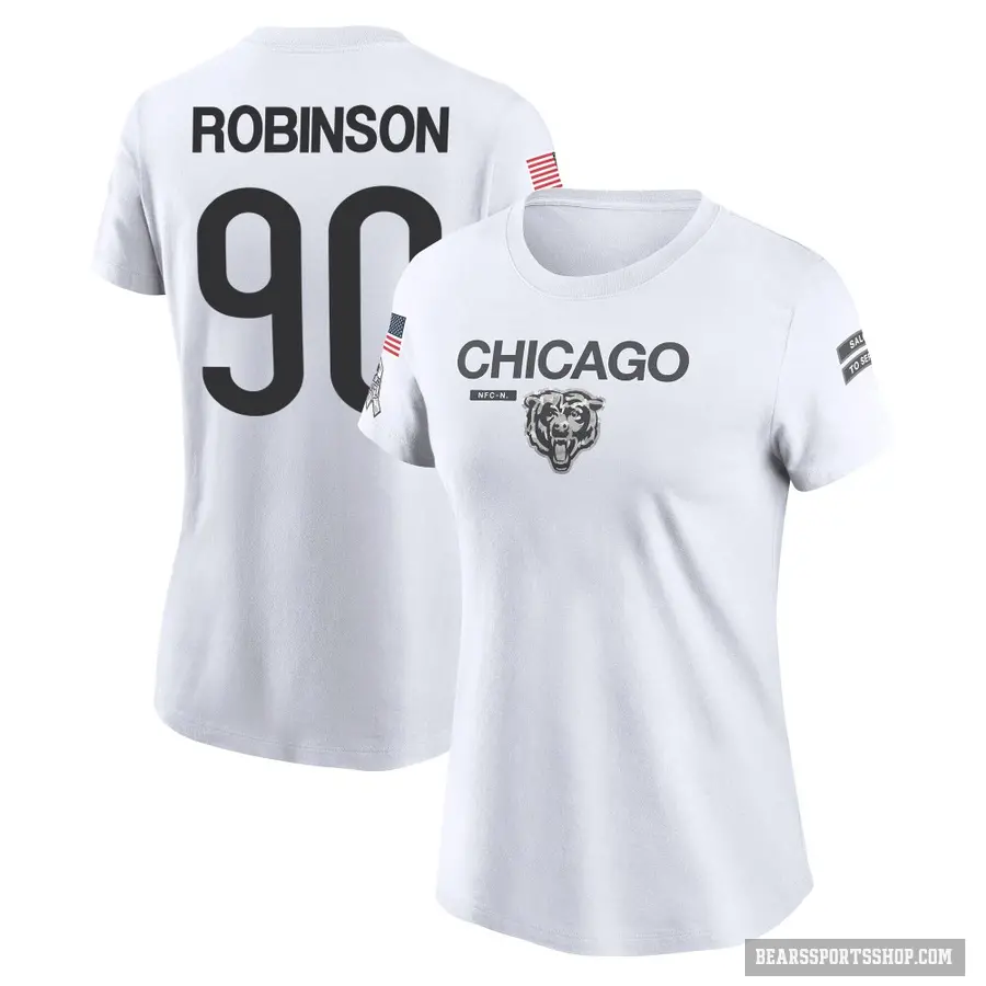 Women's ＃90 Dominique Robinson Chicago Bears White 2024 Salute to Service Performance T-Shirt