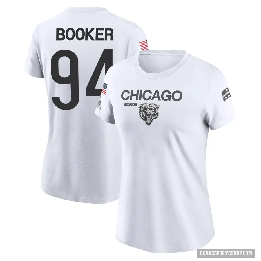 Women's ＃94 Austin Booker Chicago Bears White 2024 Salute to Service Performance T-Shirt
