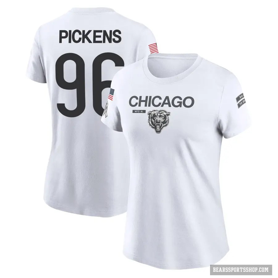 Women's ＃96 Zacch Pickens Chicago Bears White 2024 Salute to Service Performance T-Shirt