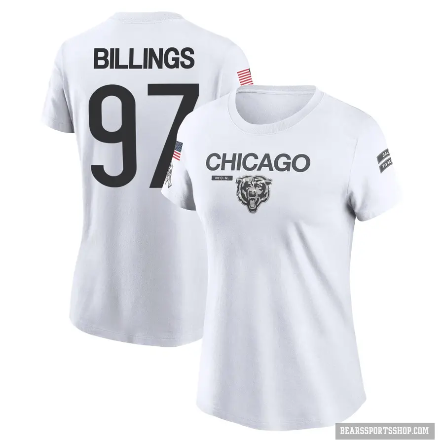 Women's ＃97 Andrew Billings Chicago Bears White 2024 Salute to Service Performance T-Shirt