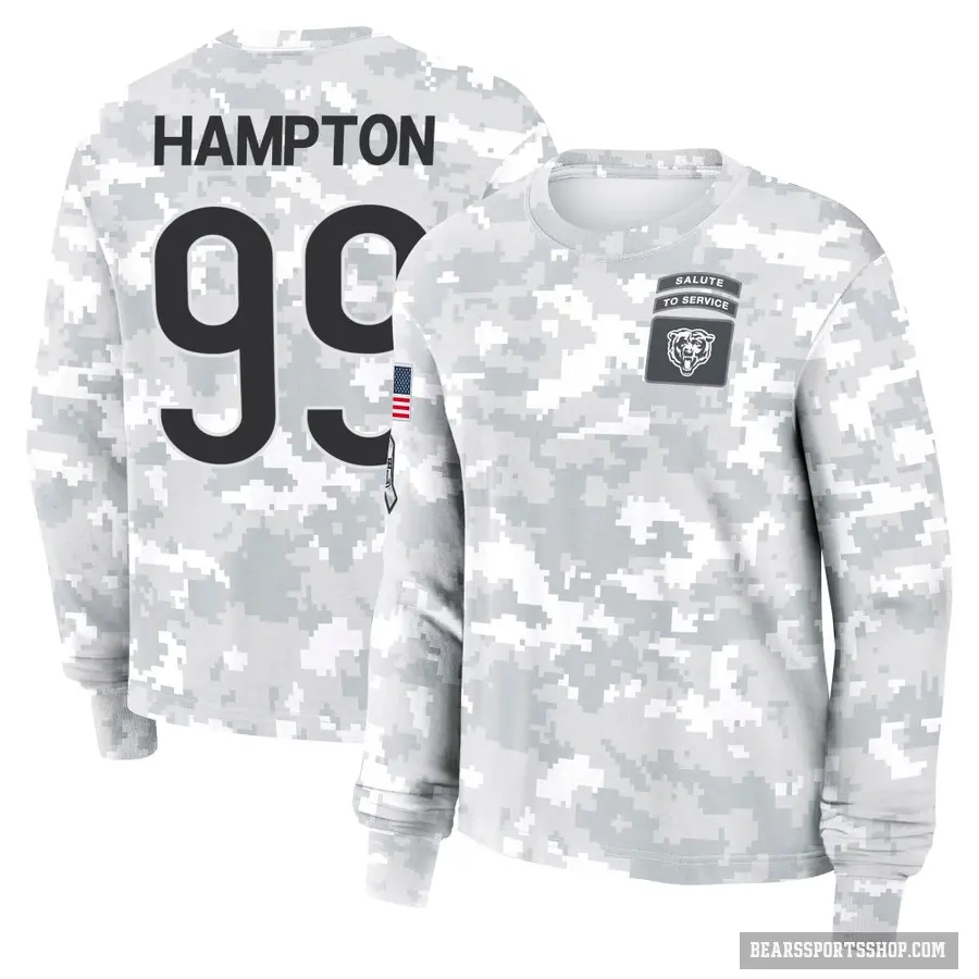 Women's ＃99 Dan Hampton Chicago Bears Camo Arctic 2024 Salute to Service Long Sleeve T-Shirt