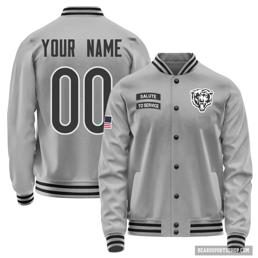 Youth ＃00 Custom Chicago Bears Gray Salute to Service Performance Jacket