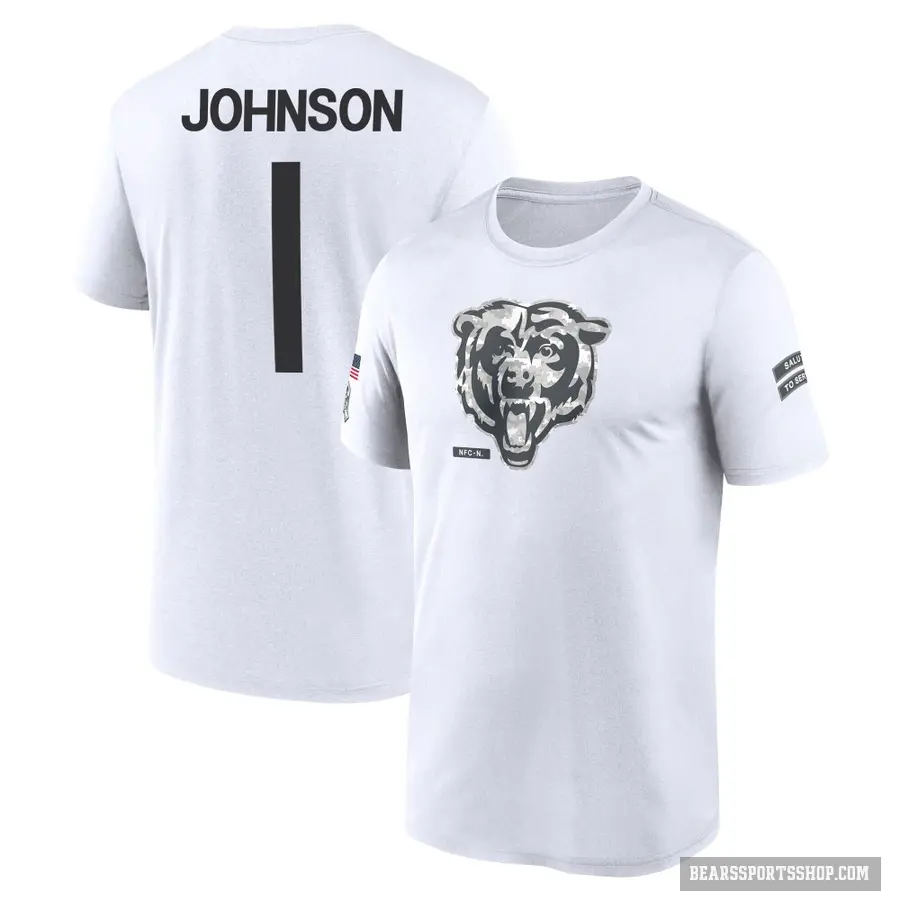 Youth ＃1 Jaylon Johnson Chicago Bears White 2024 Salute to Service Performance T-Shirt