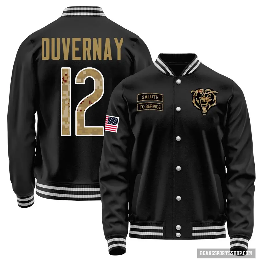 Youth ＃12 Devin Duvernay Chicago Bears Black Salute to Service Sideline Performance Jacket