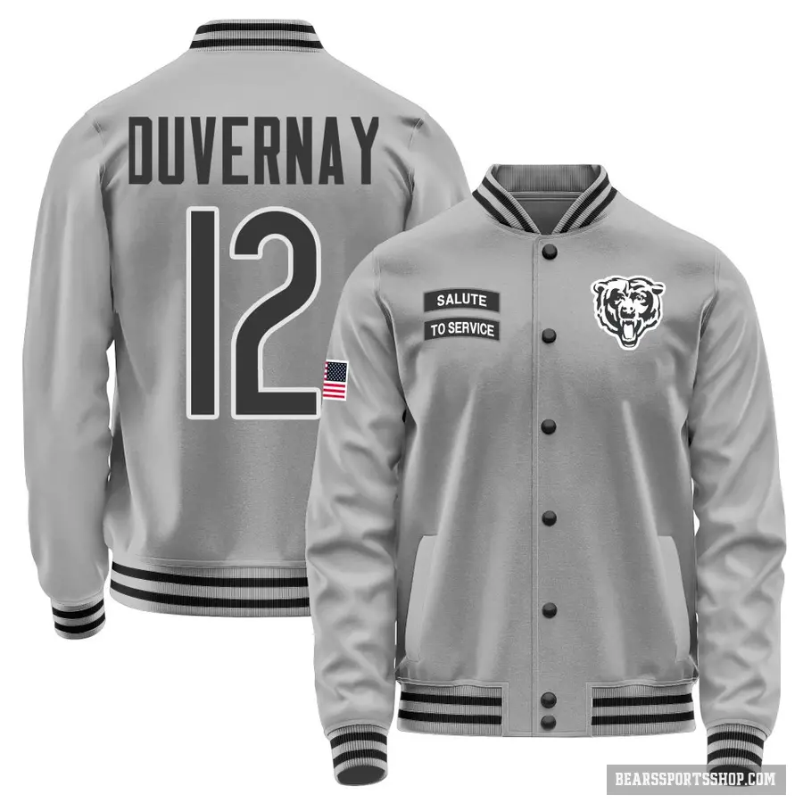 Youth ＃12 Devin Duvernay Chicago Bears Gray Salute to Service Performance Jacket