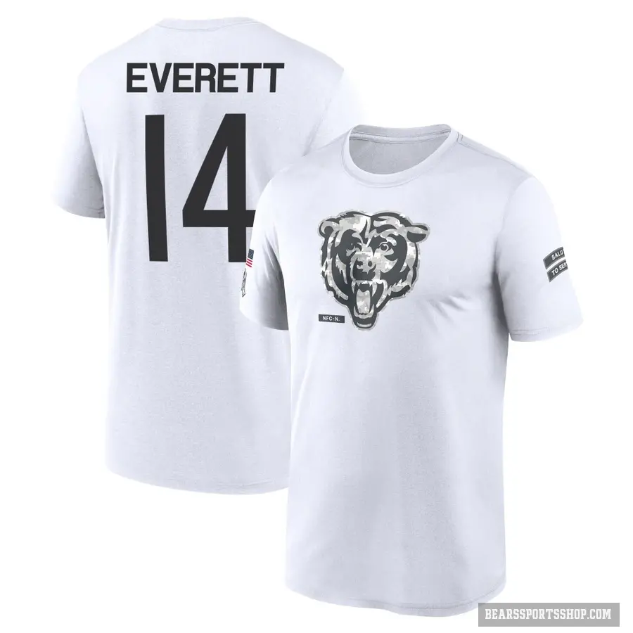 Youth ＃14 Gerald Everett Chicago Bears White 2024 Salute to Service Performance T-Shirt