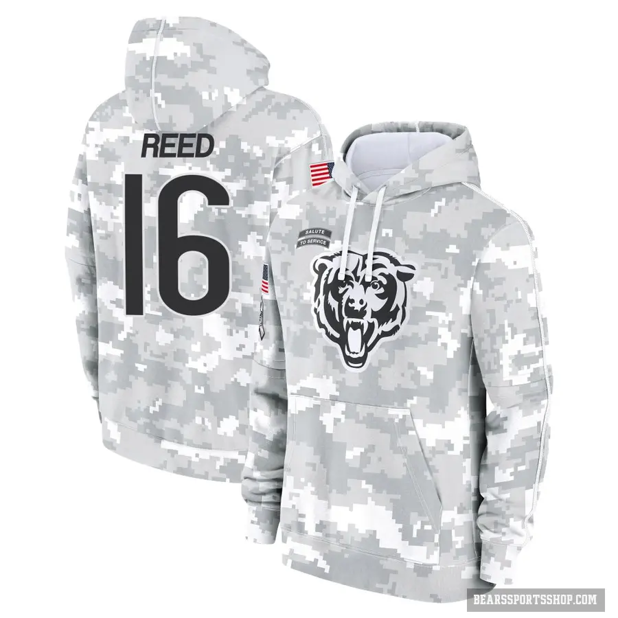 Youth ＃16 Austin Reed Chicago Bears Arctic Camo 2024 Salute to Service Club Fleece Pullover Hoodie