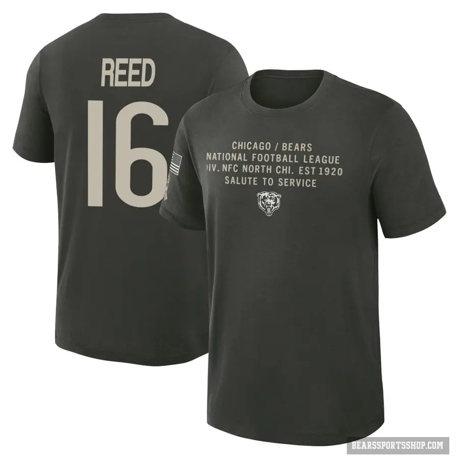 Youth ＃16 Austin Reed Chicago Bears Green Dark/ 2025 Salute to Service Sideline Slub T-Shirt
