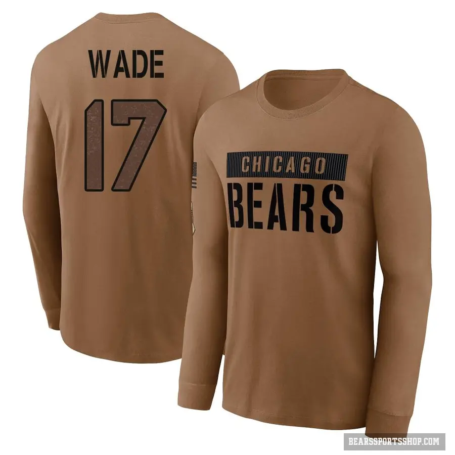 Youth ＃17 Barrington Wade Chicago Bears Brown 2023 Salute To Service Long Sleeve T-Shirt